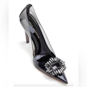 BRAND NEW! Good American Black Heels with Crystal Buckle